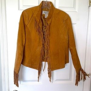 Paris Blues Tan Leather Jacket with Fringe